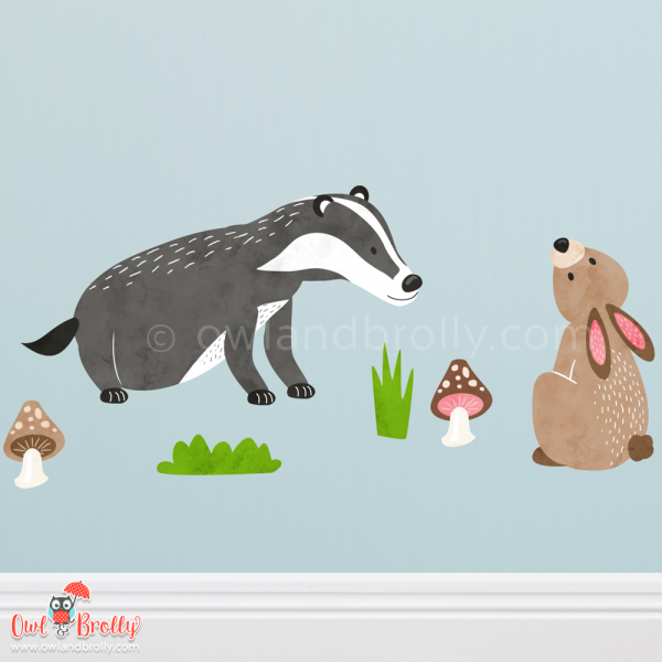 Woodland Animals with Oak Tree Fabric Wall Stickers (Large Scene) - Image 4