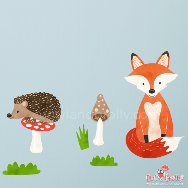 Woodland Animals with Oak Tree Fabric Wall Stickers (Large Scene) - Image 5