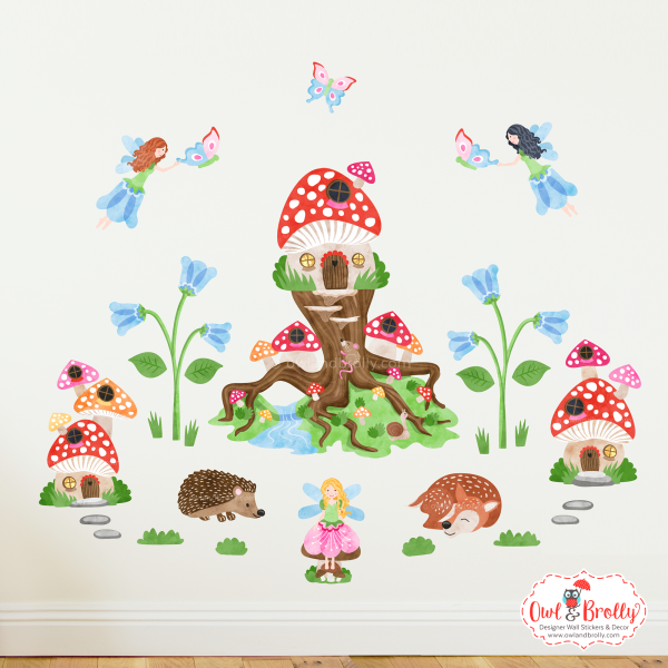 Enchanted Woodland Fairies Fabric Wall Stickers (medium scene)