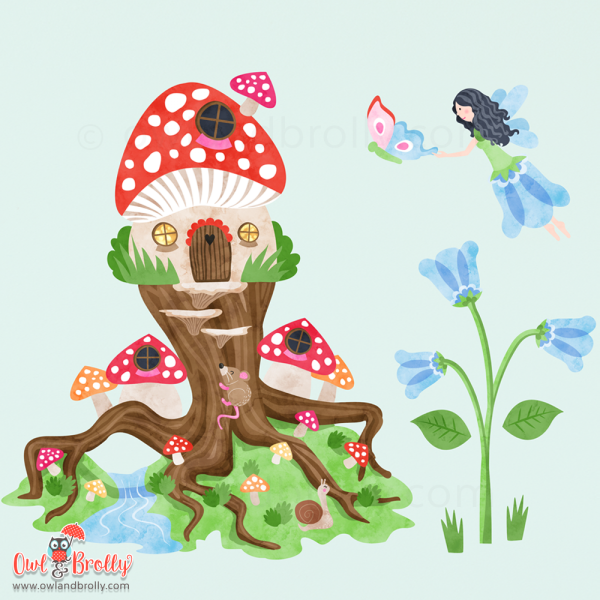 Enchanted Woodland Fairies Fabric Wall Stickers (medium scene) - Image 5