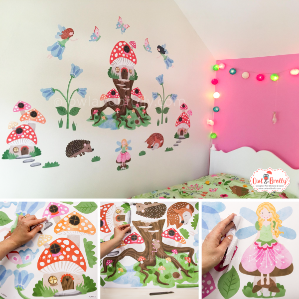 Enchanted Woodland Fairies Fabric Wall Stickers (medium scene) - Image 3