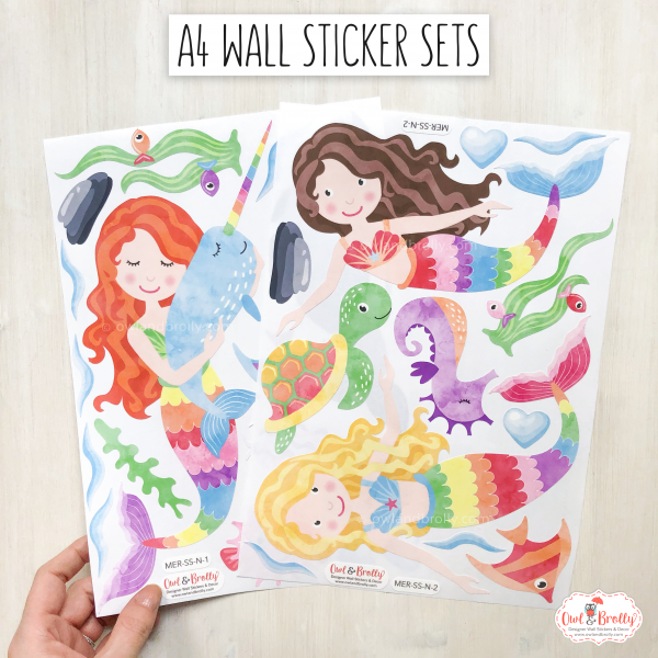 Mermaids Wall Stickers Rainbow Colours (smaller spaces collection) - Image 2