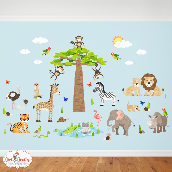 African Jungle Safari Fabric Wall Stickers (large)