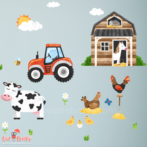 Farmyard Fabric Wall Stickers (large scene) - Image 3