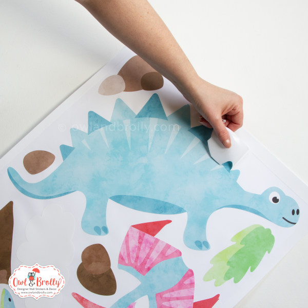 Dinosaur Wall Stickers Medium Scene (Pink Purple Aqua Red) - Image 8