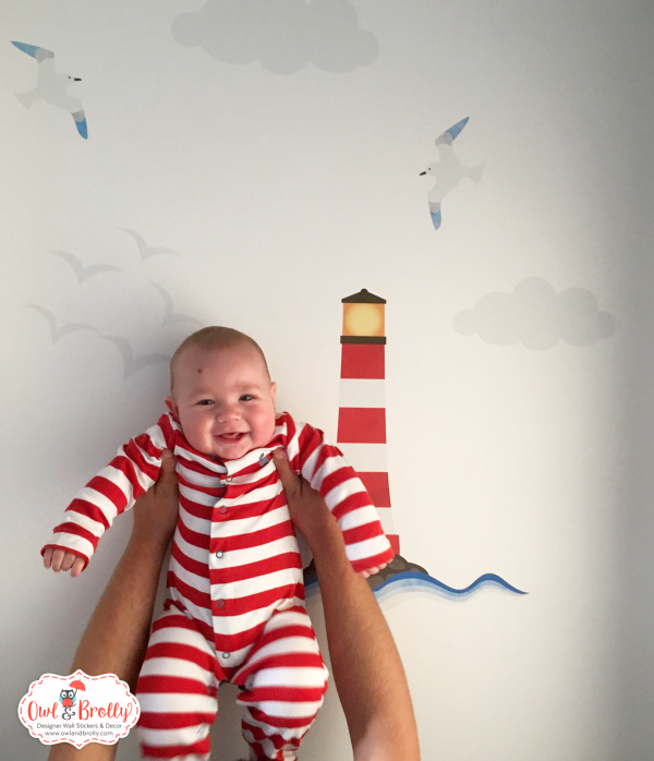 Beach Huts, Boats and Lighthouse Wall Stickers Scene (medium scene) - Image 2