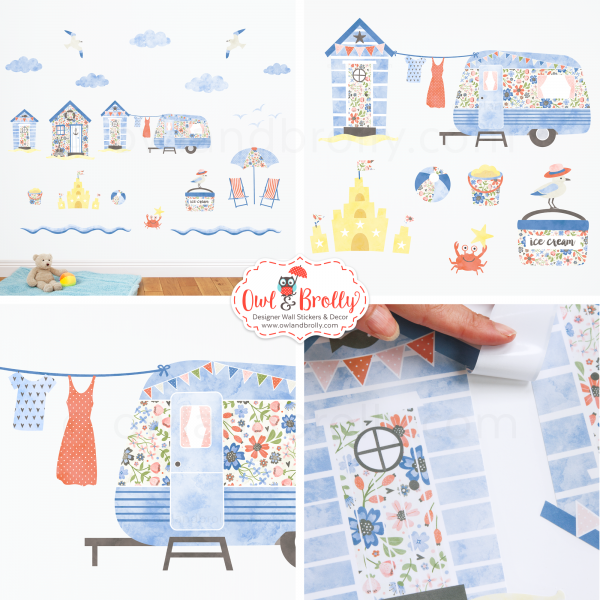 Beach Huts and Caravan Seaside Wall Stickers - Image 3