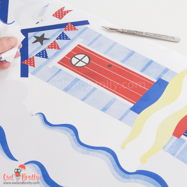 Beach Huts, Boats and Lighthouse Wall Stickers Scene (medium scene) - Image 5