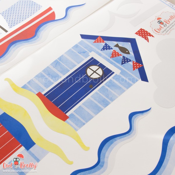 Beach Huts, Boats and Lighthouse Wall Stickers Scene (medium scene) - Image 3