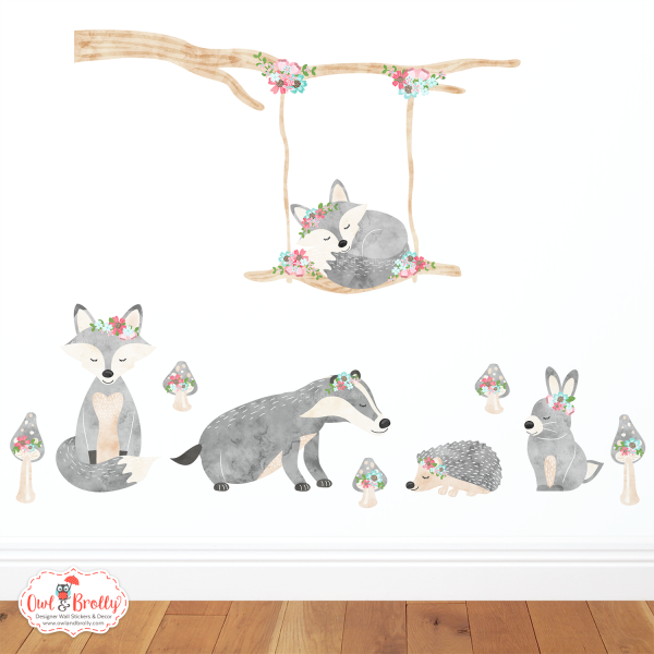 Boho Woodland Animals and Branch Wall Stickers