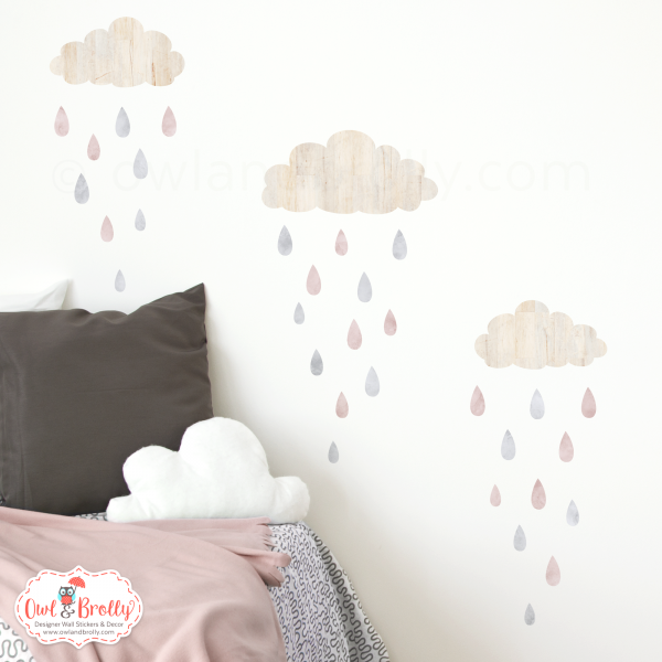 Clouds and Rain Drops Wall Stickers (smaller spaces collection)