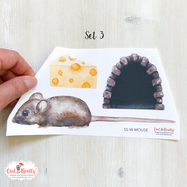 Watercolour Mouse Wall Sticker - Small Hole (Smaller Spaces collection) - Image 4