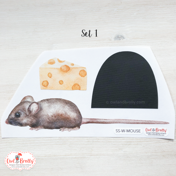 Watercolour Mouse Wall Sticker - Small Hole (Smaller Spaces collection) - Image 2