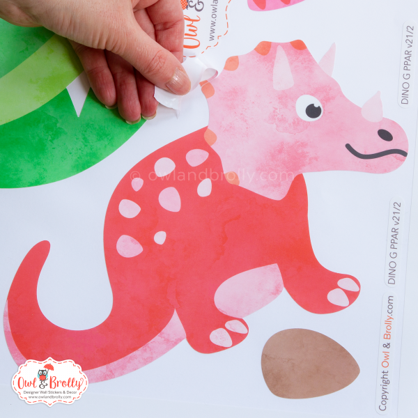 Dinosaur Wall Stickers Medium Scene (Pink Purple Aqua Red) - Image 2