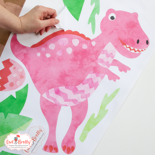 Dinosaur Wall Stickers Medium Scene (Pink Purple Aqua Red) - Image 3