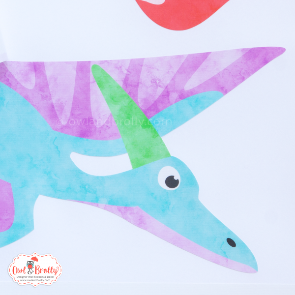 Dinosaur Wall Stickers Medium Scene (Pink Purple Aqua Red) - Image 4
