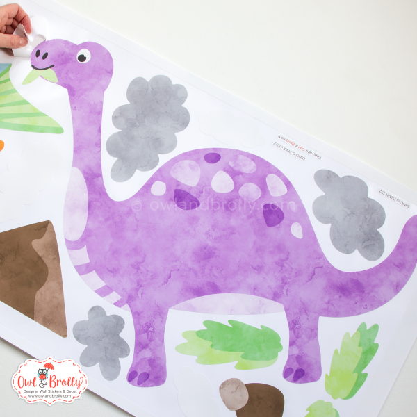 Dinosaur Wall Stickers Medium Scene (Pink Purple Aqua Red) - Image 7