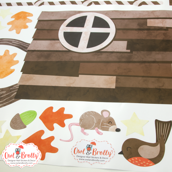 Woodland Animals Branch Tree House Wall Stickers in Autumn Colours (Small) - Image 5