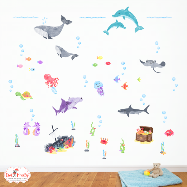 Under The Sea Animals Wall Stickers (Large Scene)