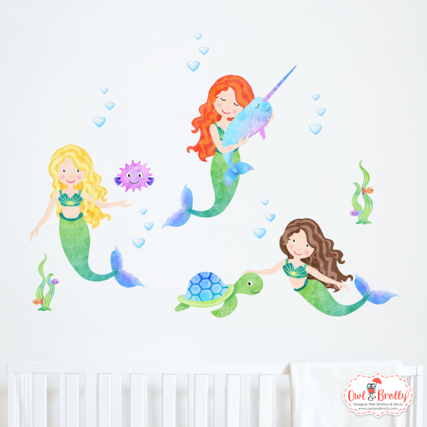 Mermaid Wall Stickers Scene - Green