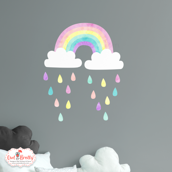 Small rainbow wall sticker - 6 pastel colours