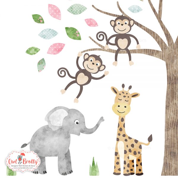 Jungle Safari Fabric Wall Sticker Decals Medium Scene (Rose Floral Patterned Leaves) - Image 2