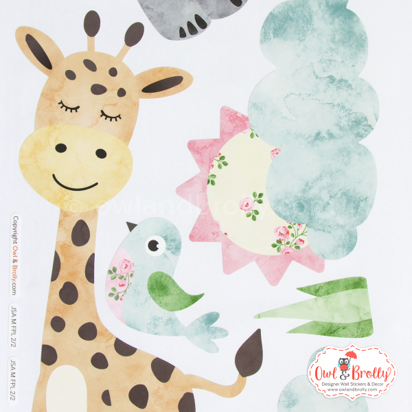Jungle Safari Fabric Wall Sticker Decals Medium Scene (Rose Floral Patterned Leaves) - Image 4