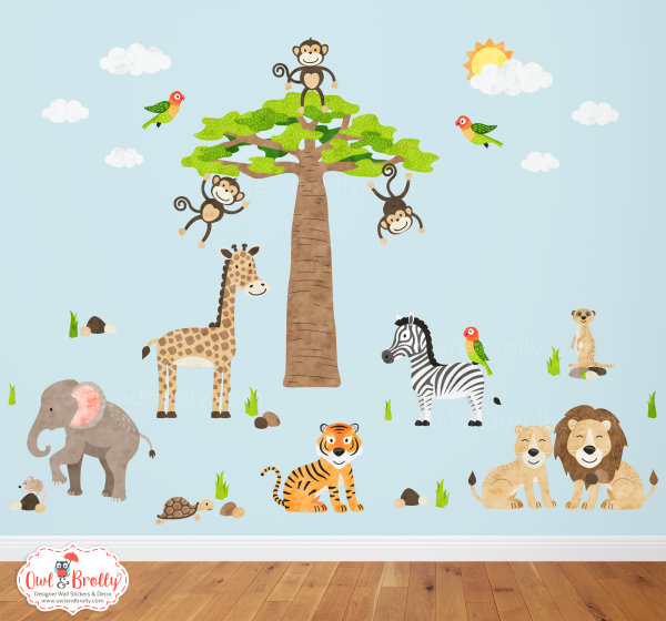African Jungle Safari Fabric Wall Stickers (medium)