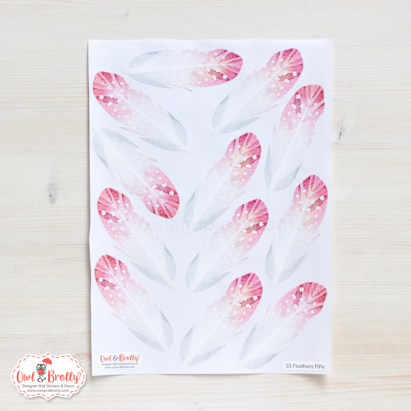 Feather Wall Sticker Decals - Pinks (smaller spaces collection) - Image 2
