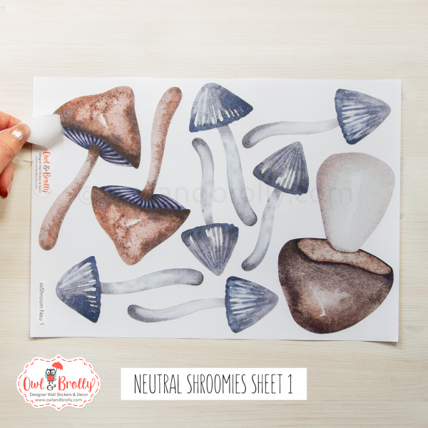 Watercolour Mushroom Wall Stickers Assorted Colours (smaller spaces collection) - Image 4