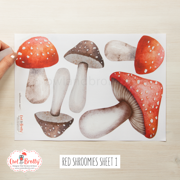 Watercolour Mushroom Wall Stickers Assorted Colours (smaller spaces collection) - Image 3