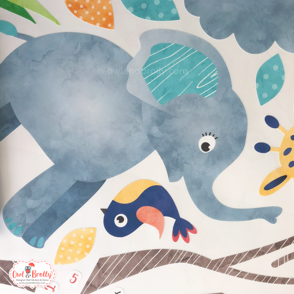 Jungle Safari Fabric Wall Sticker Decals Smaller Scene (Bright Neutral Colours) - Image 3