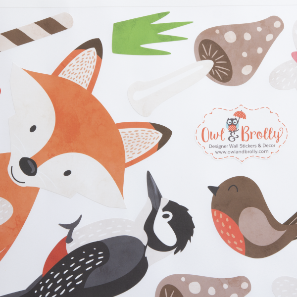 Woodland Animals with Oak Tree Fabric Wall Stickers (Large Scene) - Image 9