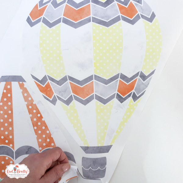 Hot Air Balloon Fabric Wall Stickers with Clouds in Slate Grey, Mint, Turquoise, Carrot Orange and Lemon Yellow Colour Scheme - Image 7