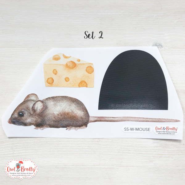 Watercolour Mouse Wall Sticker - Small Hole (Smaller Spaces collection) - Image 3
