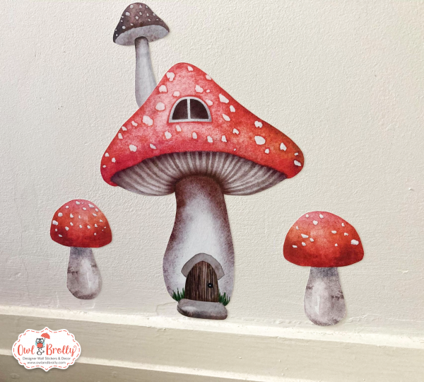 Fairy Toadstool Mushroom House Wall Sticker Decals Red (smaller spaces collection) - Image 3