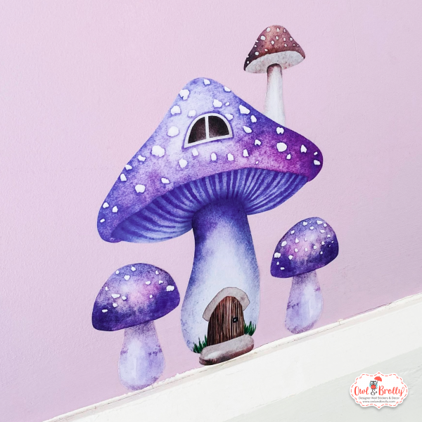 Fairy Toadstool Mushroom House Wall Sticker Decals Purple (smaller spaces collection) - Image 2