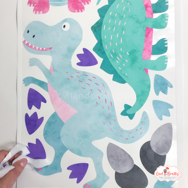 Pastel t-rex wall sticker decal girls room decor dinosaur bedroom