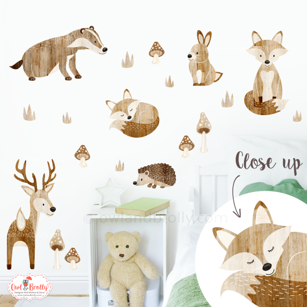 Boho Natural Woodland Animals Wall Stickers