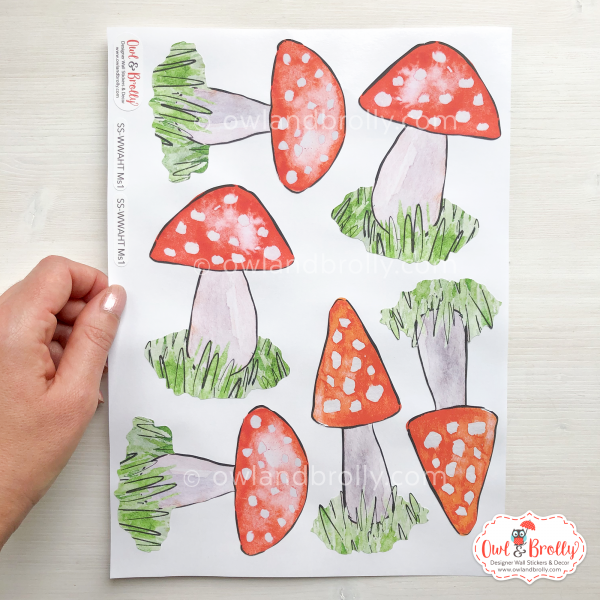 Woodland Animals Red Fungi Toadstool Wall Sticker - Hill Top Tree Decal Range (Mix and Match) - Image 3