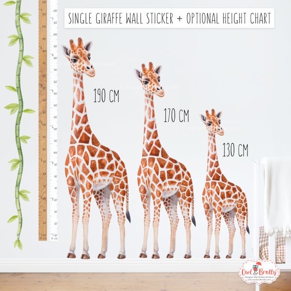 Watercolour Giraffe Single Wall Sticker - Various Sizes