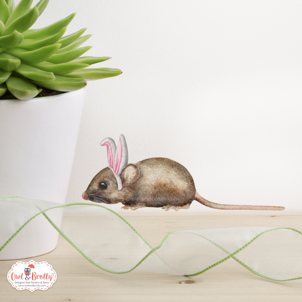 Watercolour Mouse Easter Bunny Edition Wall Sticker (Smaller Spaces collection) - Image 2