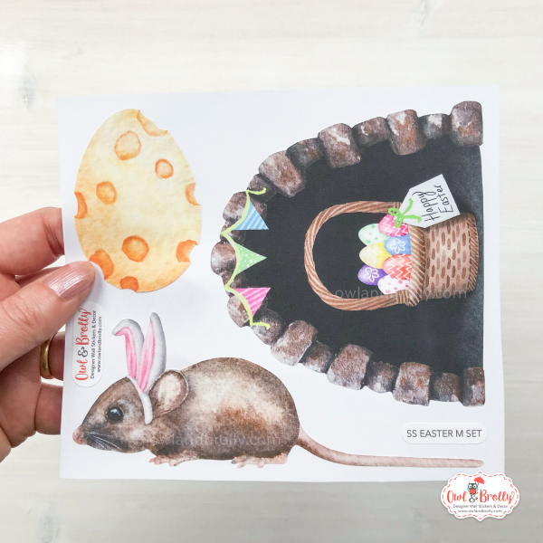 Watercolour Mouse Easter Bunny Edition Wall Sticker (Smaller Spaces collection) - Image 6