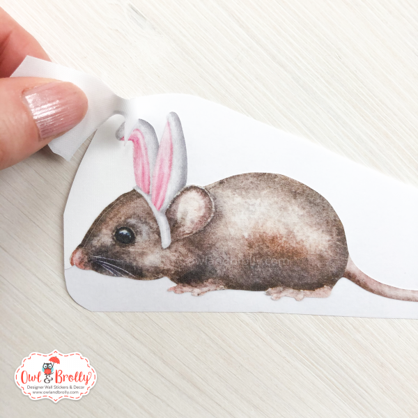 Watercolour Mouse Easter Bunny Edition Wall Sticker (Smaller Spaces collection) - Image 3
