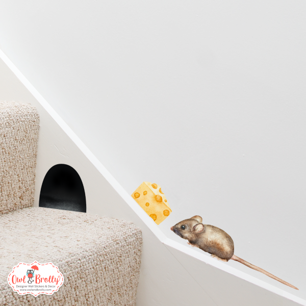 Watercolour Mouse Wall Sticker - Small Hole (Smaller Spaces collection)