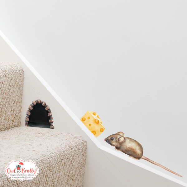 Watercolour Mouse Wall Sticker - Small Hole (Smaller Spaces collection) - Image 7