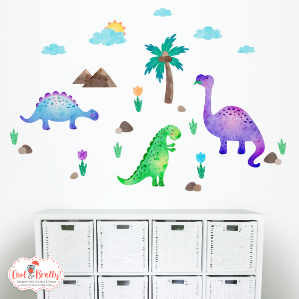 Dinosaur Wall Stickers Small Scene (Green, Blue and Purples)