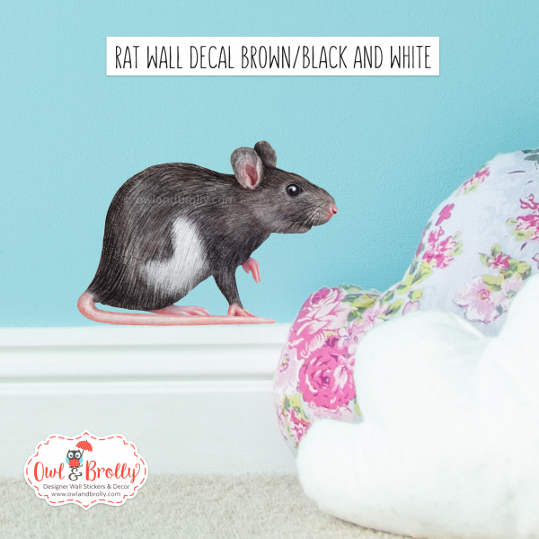 Watercolour Rat Wall Sticker (Smaller Spaces collection) Different Colours Available - Image 3