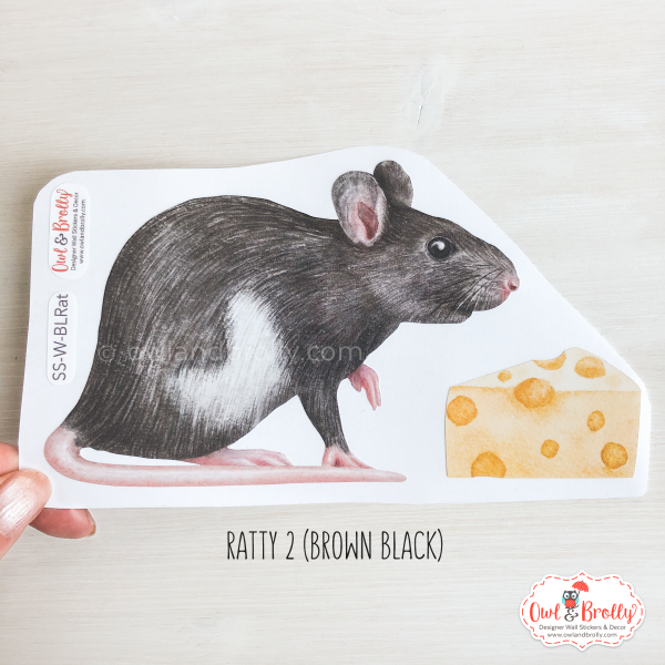 Watercolour Rat and Rat Hole Wall Sticker (Smaller Spaces collection) - Image 2