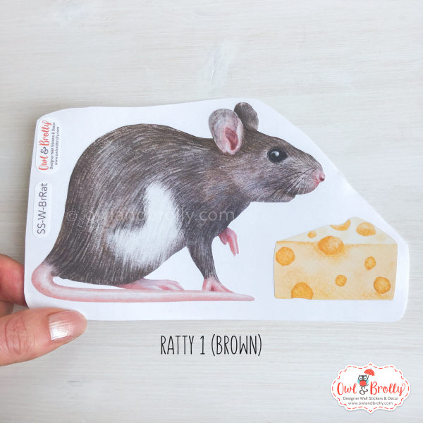 Watercolour Rat and Rat Hole Wall Sticker (Smaller Spaces collection) - Image 3